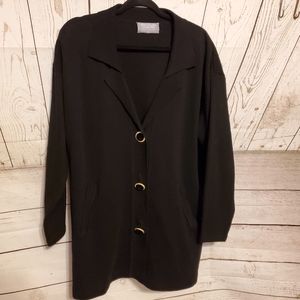 Marisa Christina Collection wool blend blazer black goldtone, velvet buttons L
